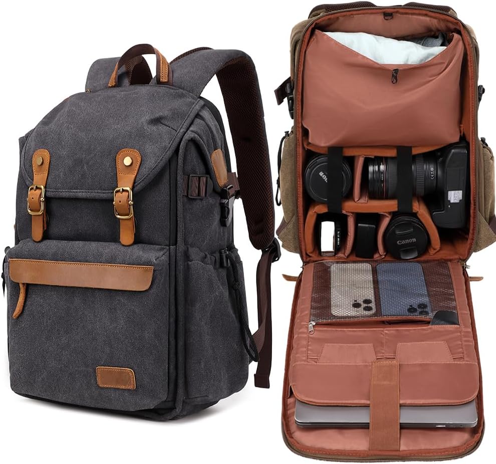 Camera backpack ; Professional UAV Camera bag ;Backpack Large Capacity Photography Canvas backpack camera bag（grey）