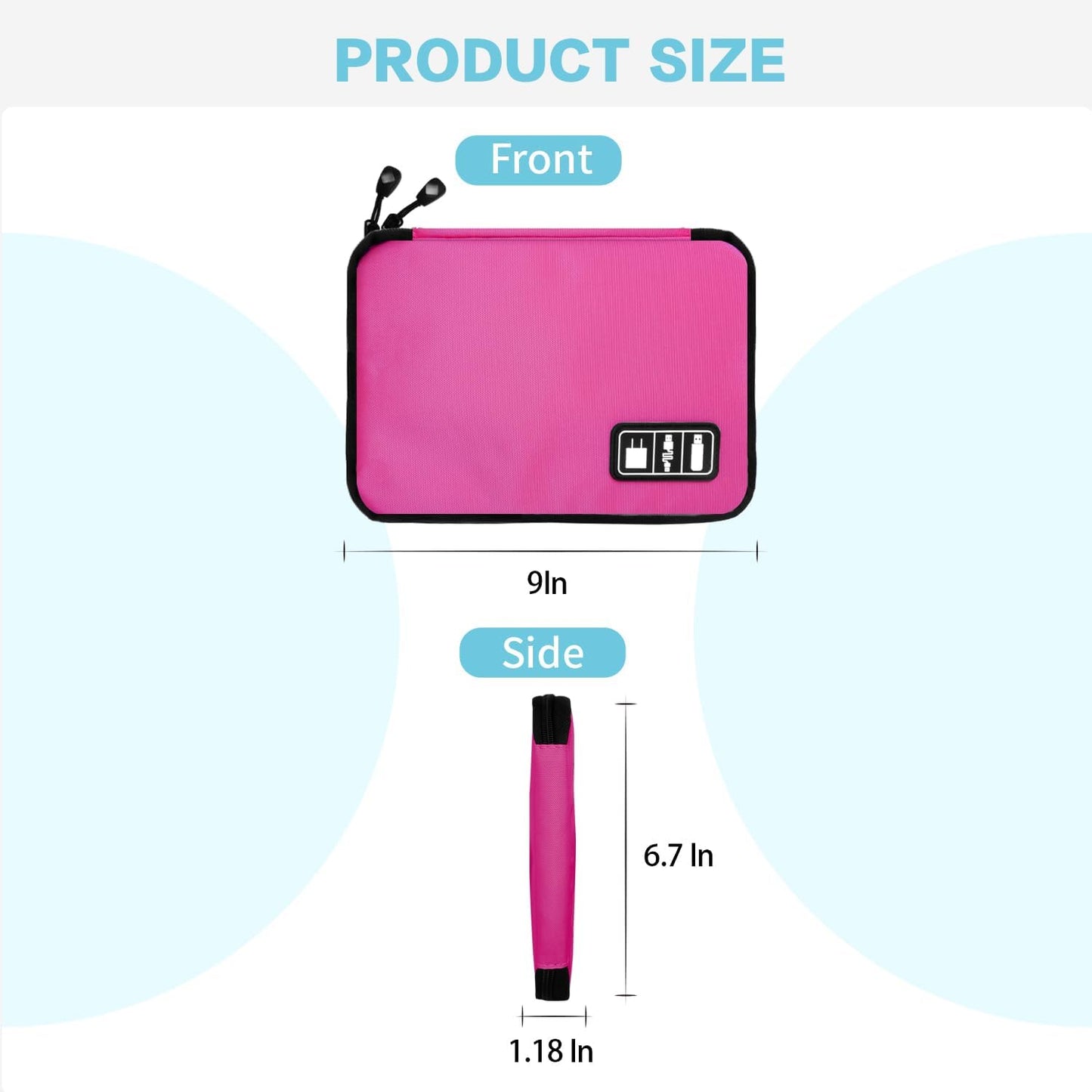 Electronics Travel Organizer,Portable Waterproof Electronic Travel Storage Bag for Small Charging Cord Storage,Charger,SD Card etc,for Travel,Business-Rose Red