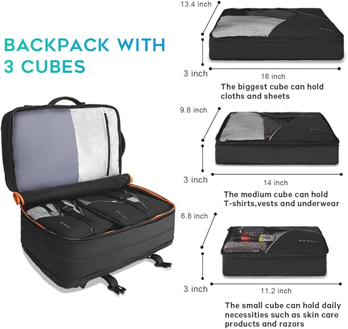 BANGE 35L Lightweight Backpack, 17.3 inch Travel Laptop Backpacks, Unisex Multifunctional Storage Pockets Business Commuter Rucksack, Waterproof and Wear-resistant Outdoor Sports Leisure daypack