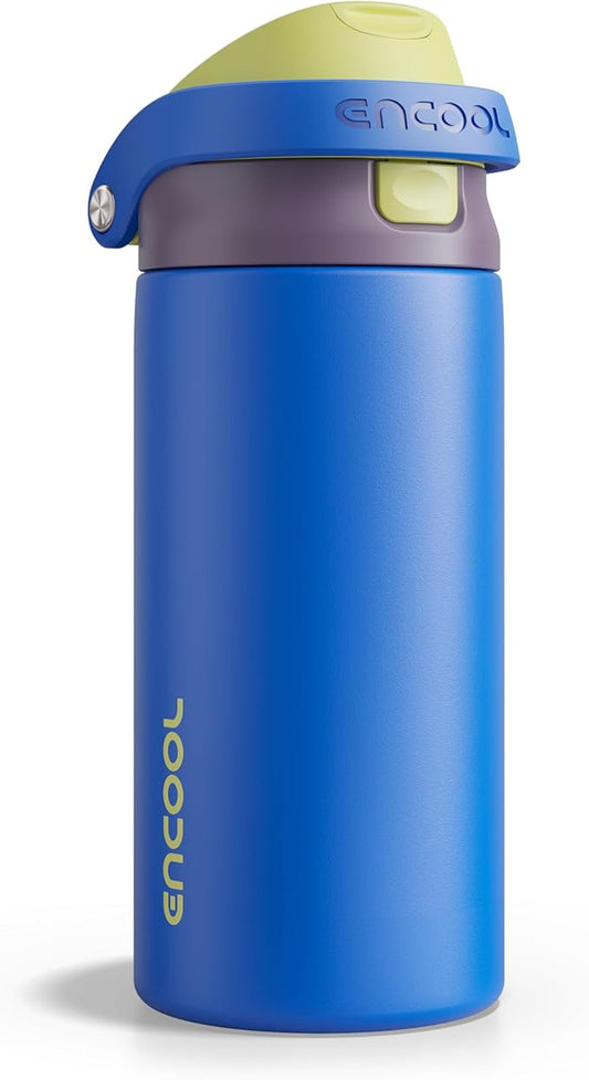 ENCOOL Leakproof Insulated Water Bottle with Straw Dual-Sip Water Bottle Bag-Safe Design for Work, Commute & Gym – Keeps Drinks Cold All Day, 18 oz, Electric Blue
