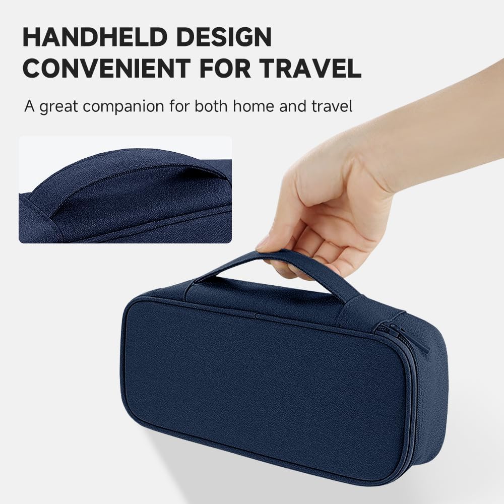 Teskyer Electronics Organizer Travel Case, Waterproof Portable Tech Accessories Pouch with Organized Compartments for Cables, Phone, Chargers, Earphone, Navy Blue