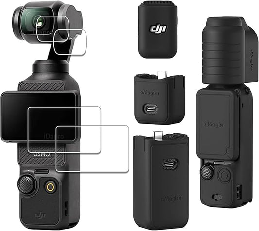 Screen Lens Protector Silicone Protective Case Cover for DJI Osmo Pocket 3 Accessories (Black)