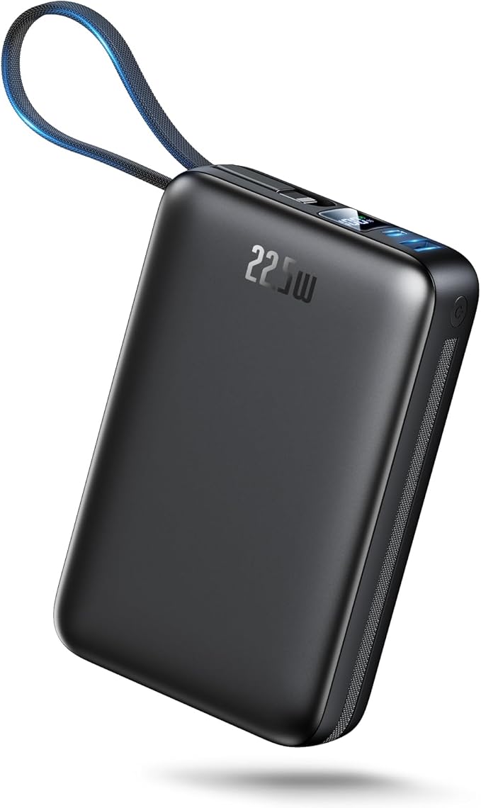 Portable Charger 50000mAh Power Bank,Portable Phone Charger with 2 Built in Cables,22.5W Fast Charging Travel Essentials Battery Pack for iPhone/iPad/MacBook/Android/Samsung Galaxy,Carbon Black