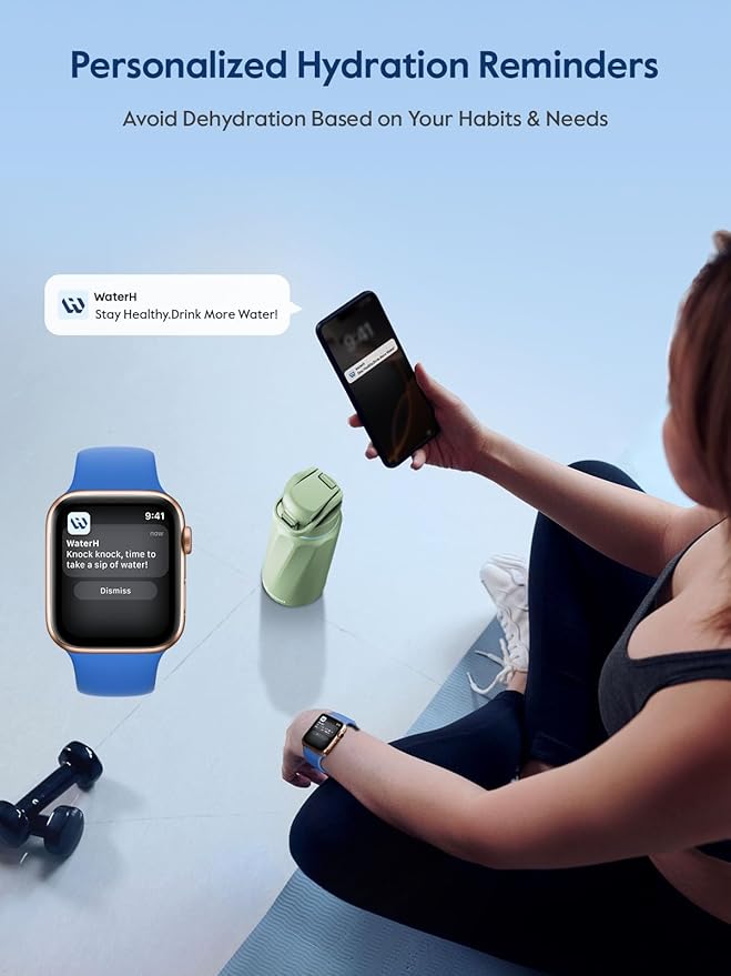 BOOST Smart Water Bottle with Reminder & Tracker, Double Wall Vacuum Insulated Bottles Stainless Steel, 32oz BPA-Free Wide Mouth for Gym, Office, School, Ideal Gift for Christmas, New Year