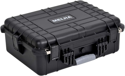 MEIJIA Portable Waterproof Protective Case,Hard Camera Case,Customized Fit Foam Inserted, Elegant Black,Fit for Camera, Equipments, Lens,Drones(Black)