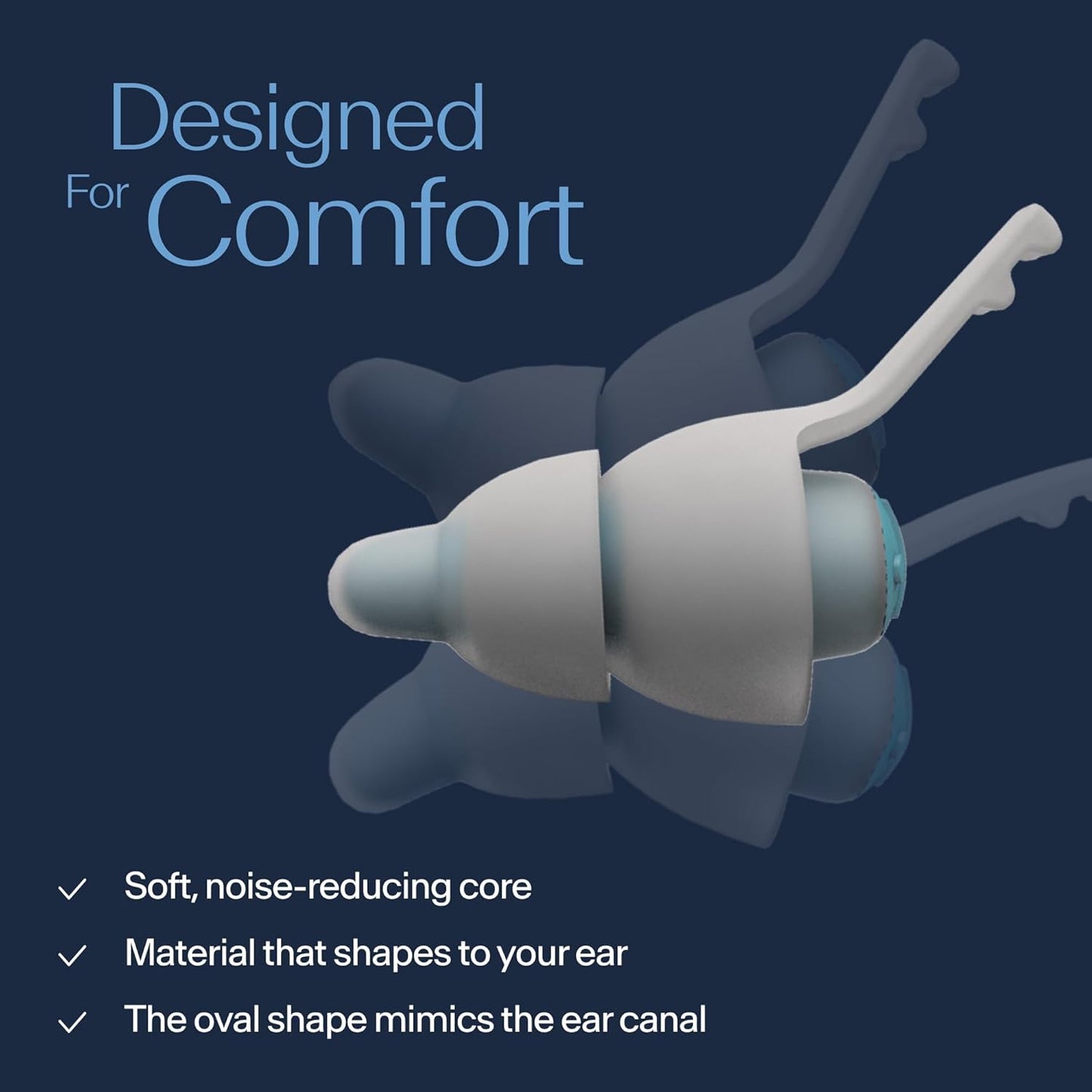 Alpine SleepDeep - Soft Ear Plugs for Sleeping and Concentration - New 3D Oval Shape and Noise Reducing Gel for Better Attenuation - 27 dB - Ideal for Side Sleeper - 1-Pair Reusable: M/L White