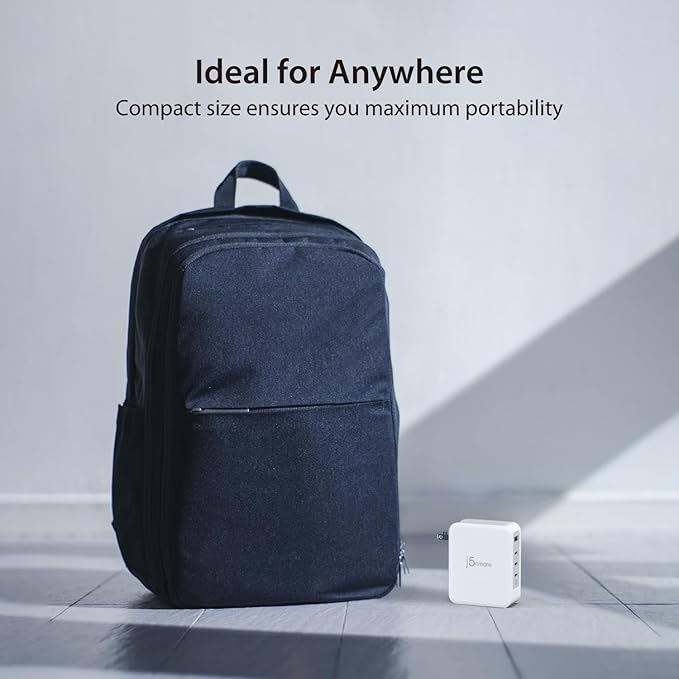 j5create 130W USB C Foldable GaN Fast Charger- 100W PD 4-Port GaN USB C Charging Station, Wall Charger, Laptop Charger, Travel Power Adapter | for MacBooks, Laptops, iPads, iPhones and more (JUP43130)