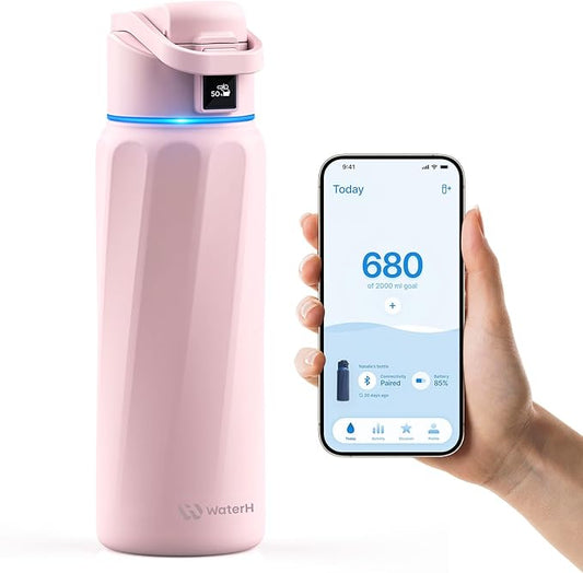 BOOST Smart Water Bottle with Reminder & Tracker, Double Wall Vacuum Insulated Bottles Stainless Steel, 32oz BPA-Free Wide Mouth for Gym, Office, School, Ideal Gift for Christmas, New Year