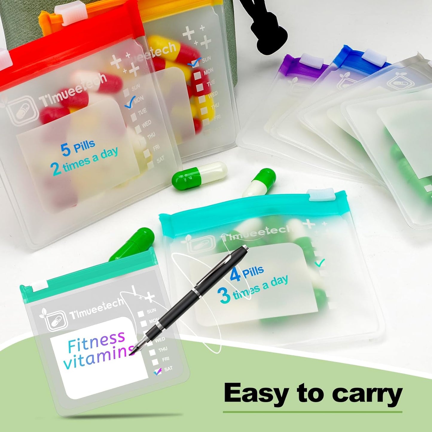 Weekly Travel Pill Organizer Pouch - Full Privacy Protection & Slim Reusable Design | Zippered BPA-Free Compartments, Color-Coded Medicine Storage | Fits Carry-Ons, Totes, Backpacks