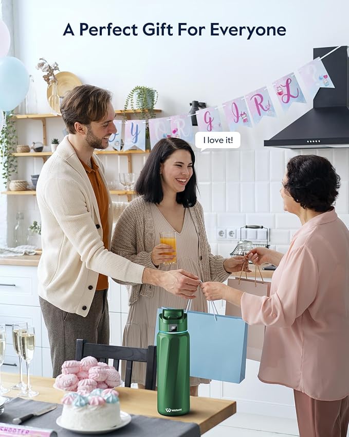 BOOST Smart Water Bottle with Reminder & Tracker, 32oz Vacuum Insulated Bottles Stainless Steel, BPA-Free, Wide Mouth, Ideal Gift for Men, Women, Christmas, New Year, Gym, Office, School