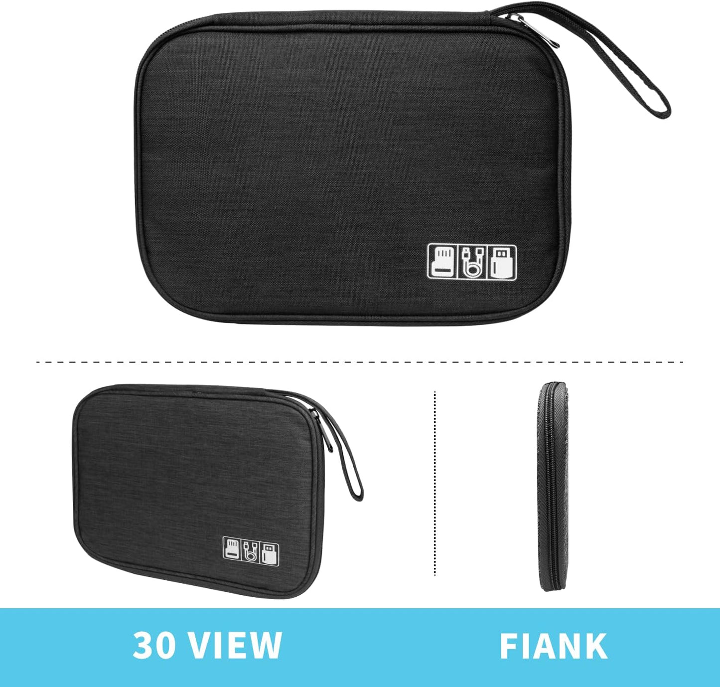 Electronics Organizer Travel Case,Electronic Accessories Storage Bag,Portable Waterproof Cable Organizer Bag,Travel Cord Organizer Bag for Small Charging Cord Storage,Cables,SD Card (Black)