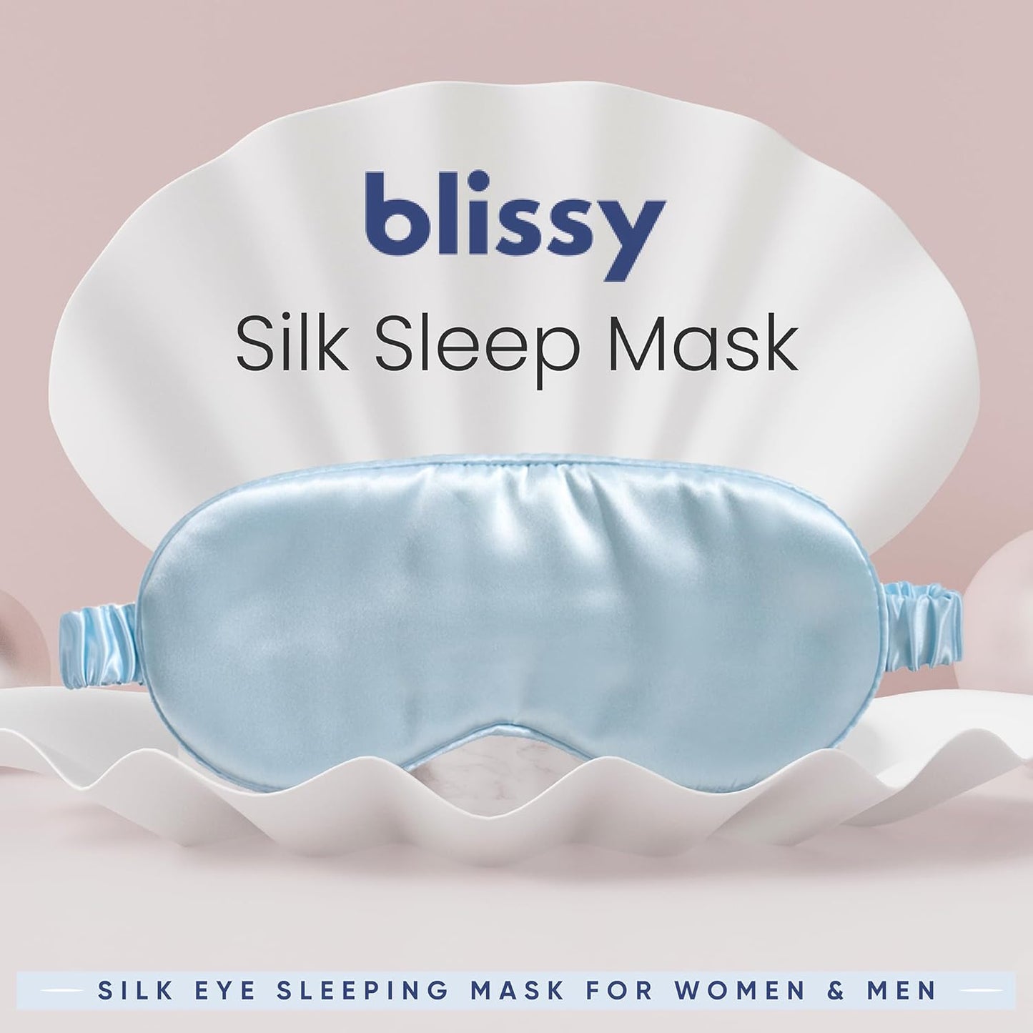 Blissy Silk Sleep Mask - Silk Eye Sleeping Mask for Women & Men for Total Blackout - 100% Pure Mulberry Silk, 22 Momme 6a Fibers - Blindfold Silk Sleep Mask Side Sleeper Eye Cover (Sky Blue)