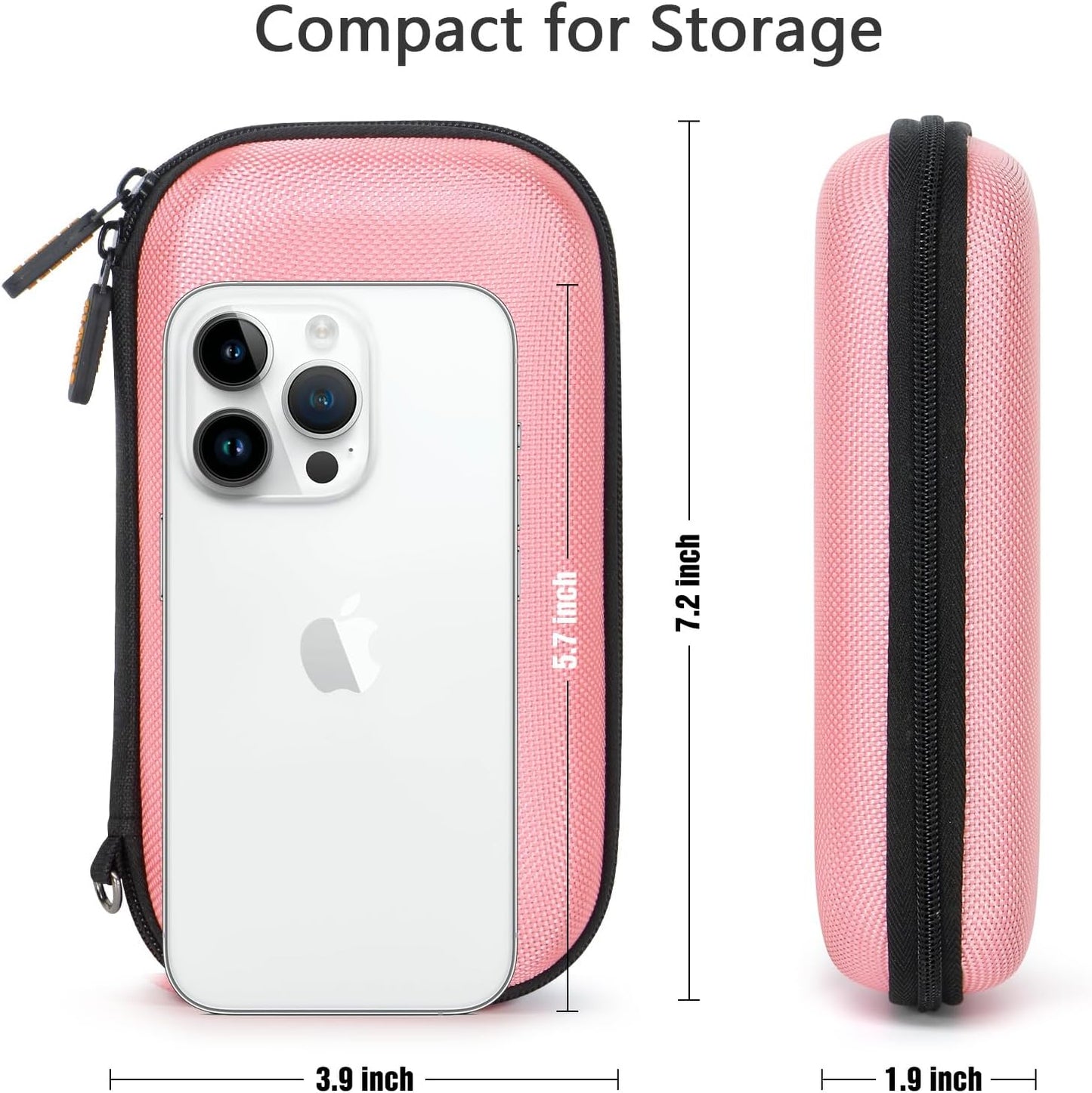 GLCON Electronic Organizer Travel Case - Shockproof Carrying Case Hard Protective Tech Pouch for Power Bank, Earbuds, Hard Drive, Smartphone, Cable, Charger, Adapter - Small Zipper Storage Bag - Pink