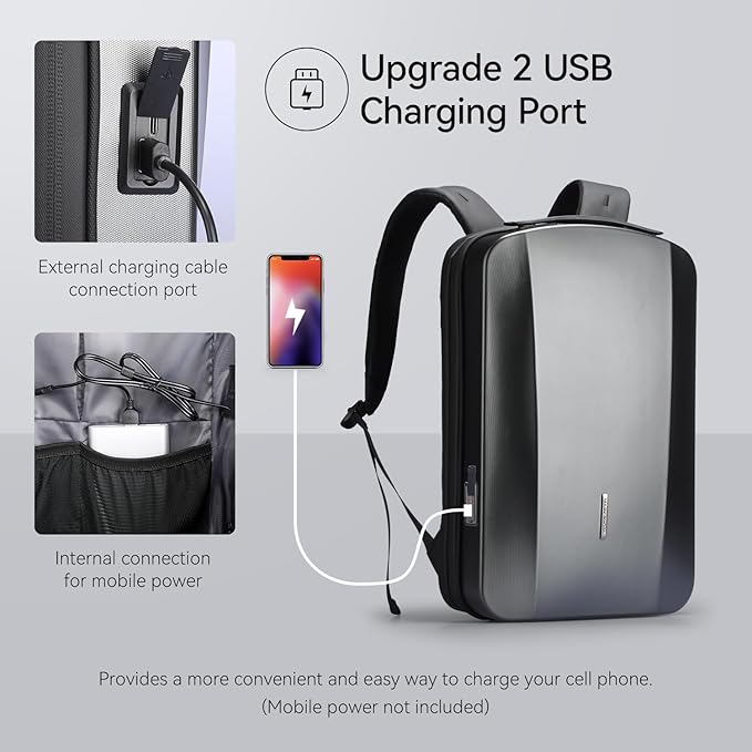 MARK RYDEN Laptop Backpack for Men, Hard Shell Anti-Theft Backpack with TSA Approved Lock and USB Charging Port, Business Backpack for Working, Commuting