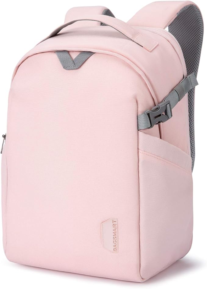 BAGSMART Camera Backpack, DSLR SLR Camera Bag Backpack Fits 15.6 Inch Laptop, Waterproof Camera Case for Photographers and Women,with Rain Cover,Tripod Holder,Pink
