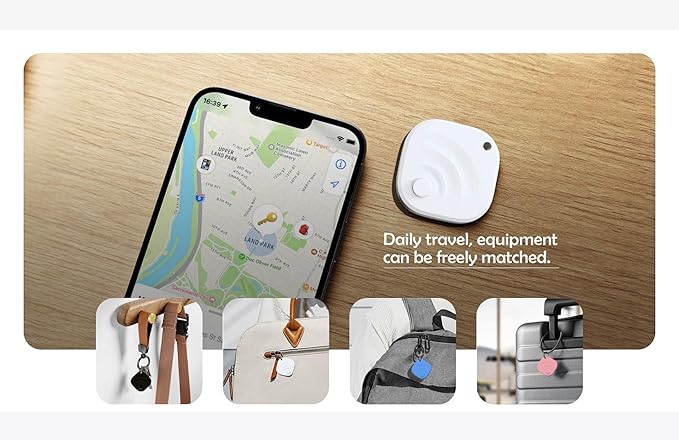 [2025 New, Designed in California], Tagigo Tracker, Certifited by Apple Find My & Google’s Find Hub, Replaceable Battery, Ideal for Keys, Bags, Luggage, etc (iOS + Android - White)