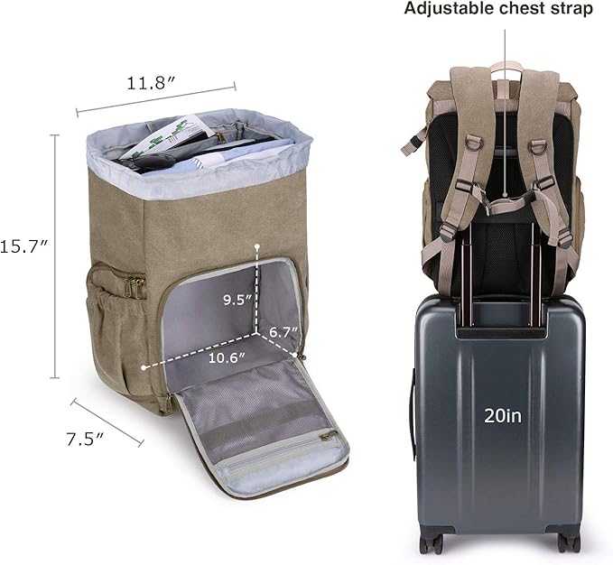 BAGSMART Camera Backpack, DSLR SLR Waterproof Camera Bag with 15 Inch Laptop Compartment & Tripod Holder & Rain Cover, Green