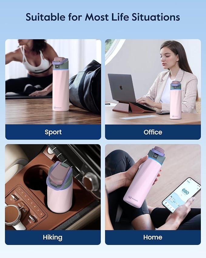 BOOST Smart Water Bottle that Reminds You to Drink, 24oz BPA-Free Stainless Steel Vacuum Insulated Bottle, Wide Mouth Water Tracker Bottle with APP, Ideal Gift for Christmas, New Year