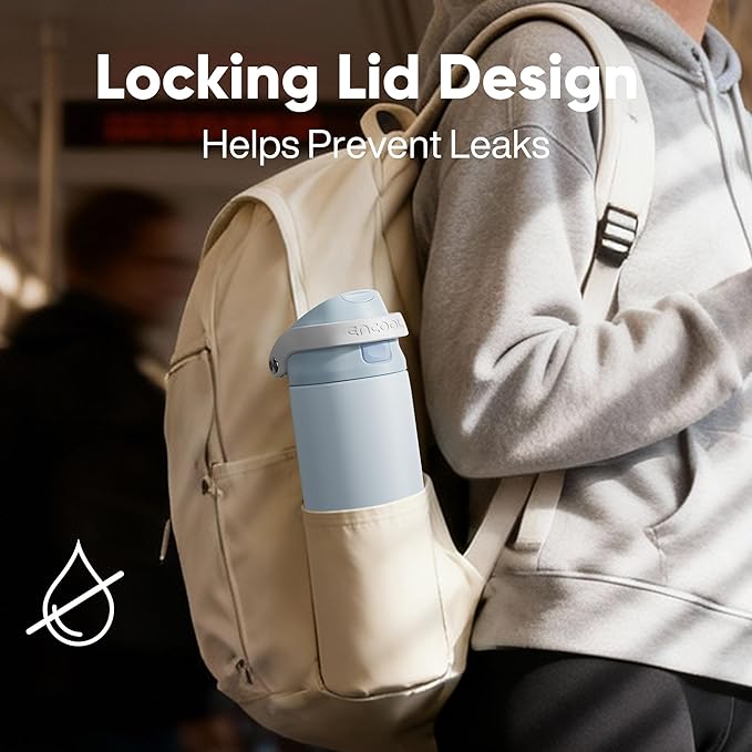 ENCOOL Leakproof Insulated Water Bottle with Straw Dual-Sip Water Bottle Bag-Safe Design for Work, Commute & Gym – Keeps Drinks Cold All Day, 18 oz, Lime White