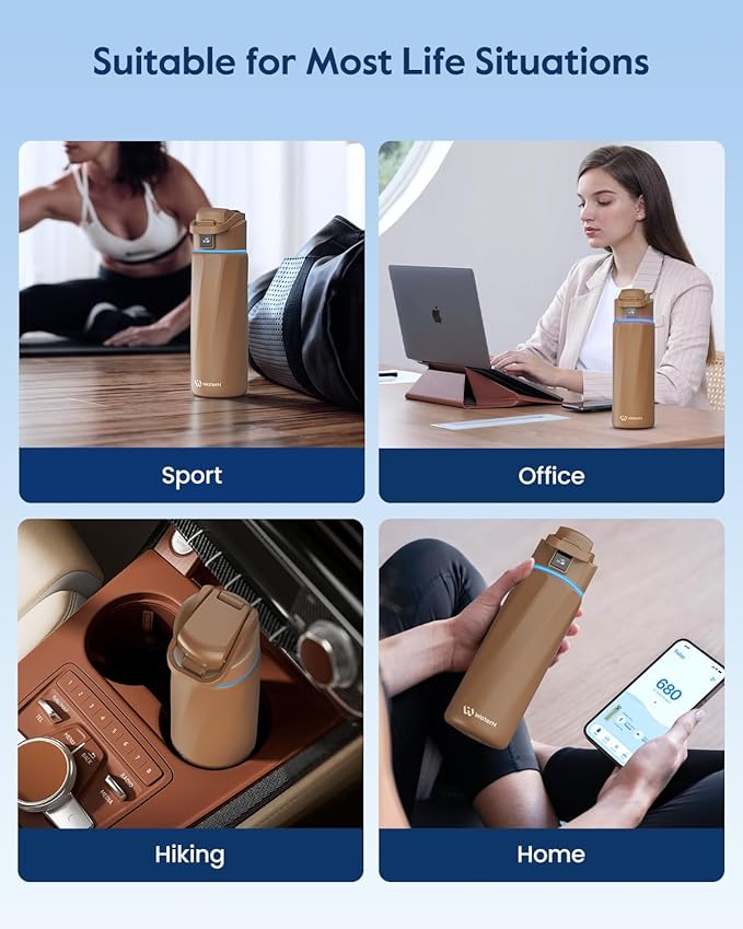 BOOST Smart Water Bottle that Reminds You to Drink, 24oz BPA-Free Stainless Steel Vacuum Insulated Bottle, Wide Mouth Water Tracker Bottle with APP, Ideal Gift for Christmas, New Year