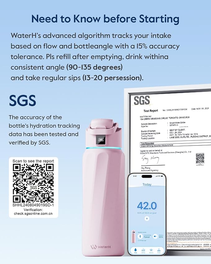 BOOST Smart Water Bottle with Reminder & Tracker, Double Wall Vacuum Insulated Bottles Stainless Steel, 32oz BPA-Free Wide Mouth for Gym, Office, School, Ideal Gift for Christmas, New Year