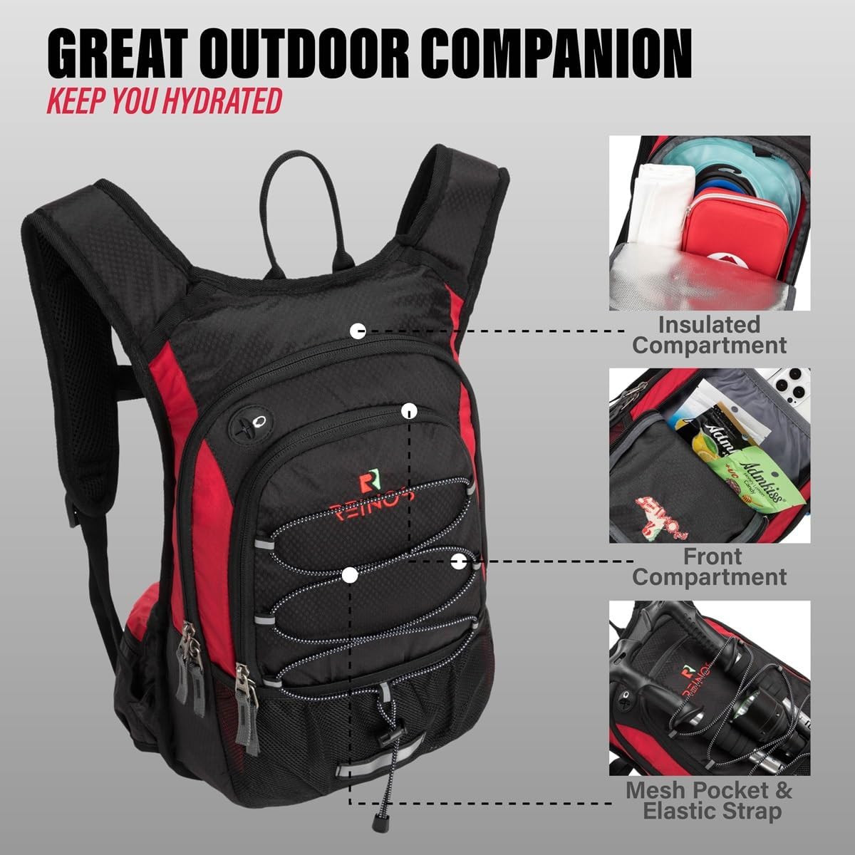 Hydration Pack Backpack with 3L Water Bladder for Men & Women, Hiking Daypack with Thermal Insulation | Running, Cycling, Camping, Skiing, Outdoor Activities