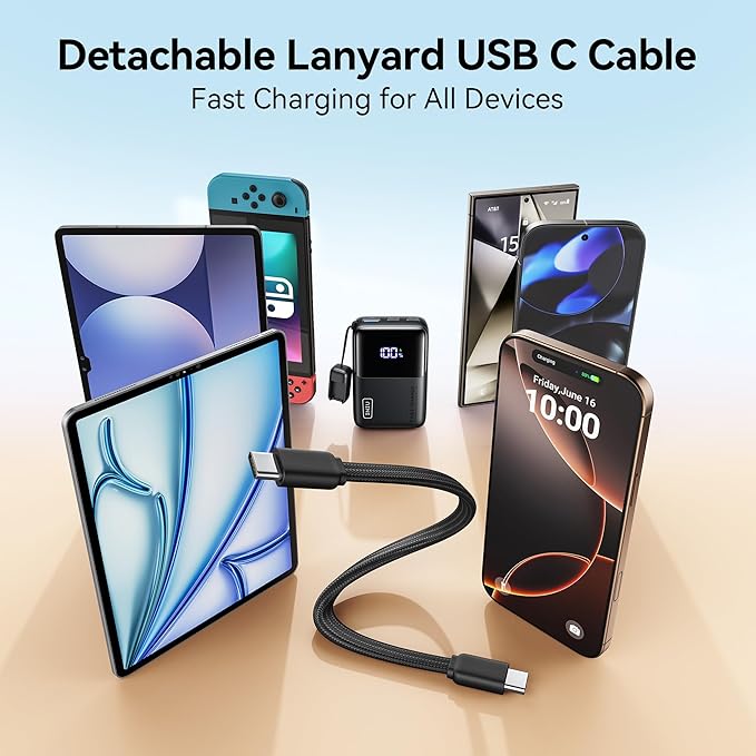 INIU Mini Portable Charger, Small 45W PD Power Bank, 10000mAh USB C in&Out Fast Charging Pocket Size Battery Pack, Travel Essentials Powerbank for iPhone 17 16 15 14 Pro Air, Xiaomi, Samsung S24 etc