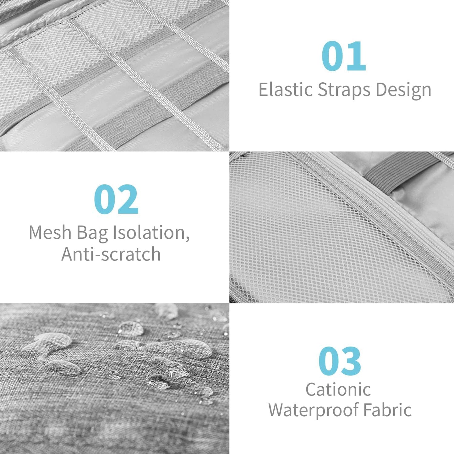 Electronics Organizer Travel Case,Electronic Accessories Storage Bag,Portable Waterproof Cable Organizer Bag,with 5 Cable Ties，for Travel,Work-Black