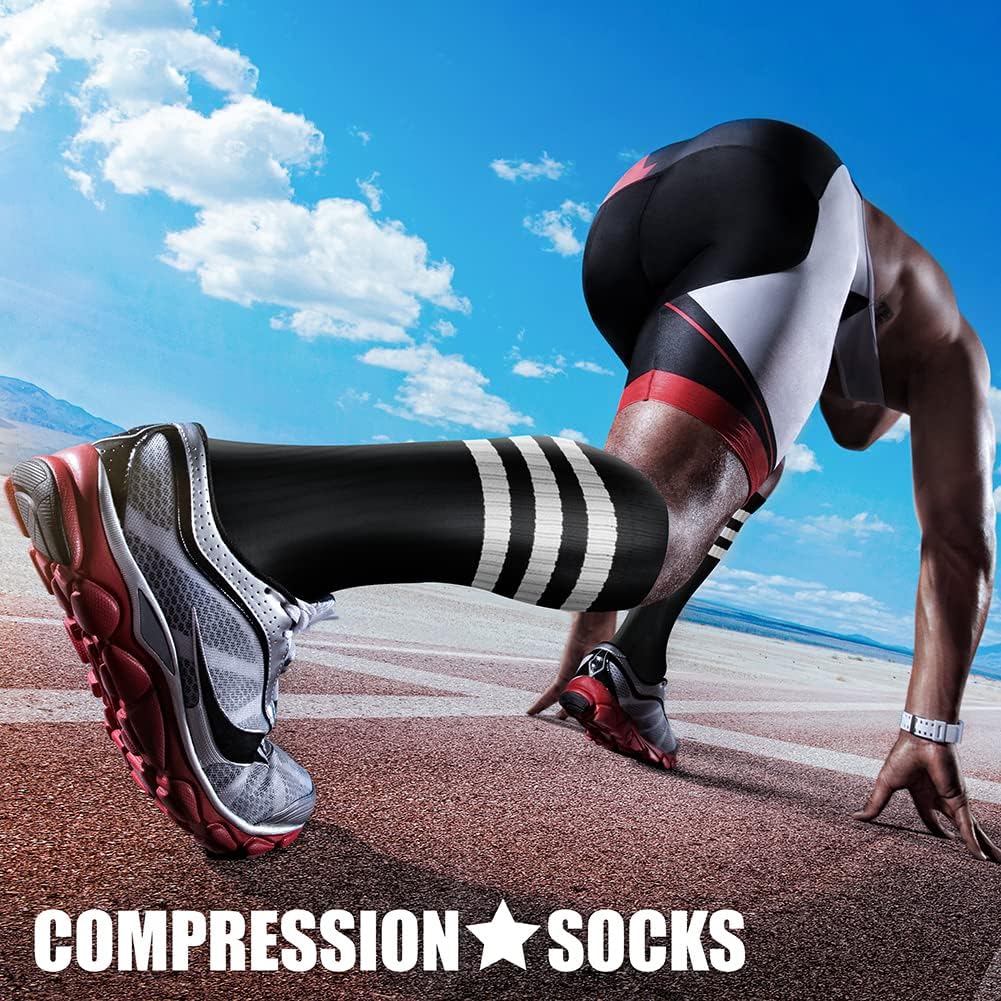 CHARMKING Compression Socks for Women & Men Circulation (3 Pairs) 15-20 mmHg is Best Support for Athletic Running Cycling