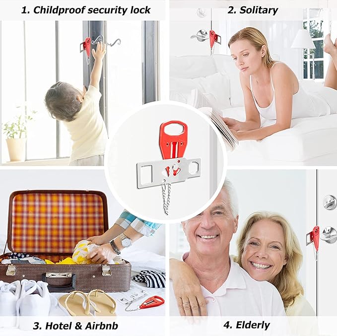 2 Pack Portable Door Lock Home Security Door Lock Travel Lockdown Locks for Additional Safety and Privacy Perfect for Traveling Hotel Home Apartment College 2024 New Model
