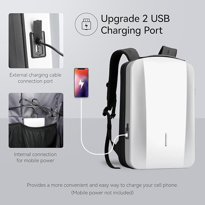 MARK RYDEN Laptop Backpack for Men, Hard Shell Anti-Theft Backpack with TSA Approved Lock and USB Charging Port, Business Backpack for Working, Commuting