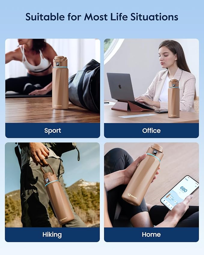 BOOST Smart Water Bottle with Reminder & Tracker, Double Wall Vacuum Insulated Bottles Stainless Steel, 32oz BPA-Free Wide Mouth for Gym, Office, School, Ideal Gift for Christmas, New Year