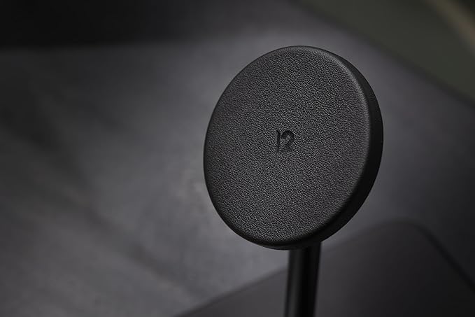 Twelve South HiRise 3 Deluxe, Compact Luxury Wireless Magsafe Charging Stand for iPhone, AirPods and Apple Watch - Includes US Power Supply with 5 Foot Cord, Plus International Plug Adapters, Black