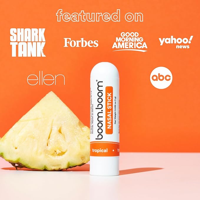 BoomBoom Nasal Stick | Vapor Flow Technology | Cool Refreshing Sensation | Natural Mood Boost | Simple Ingredients | Essential Oils + Menthol Inhaler (Mint, Wintermint, Tropical)