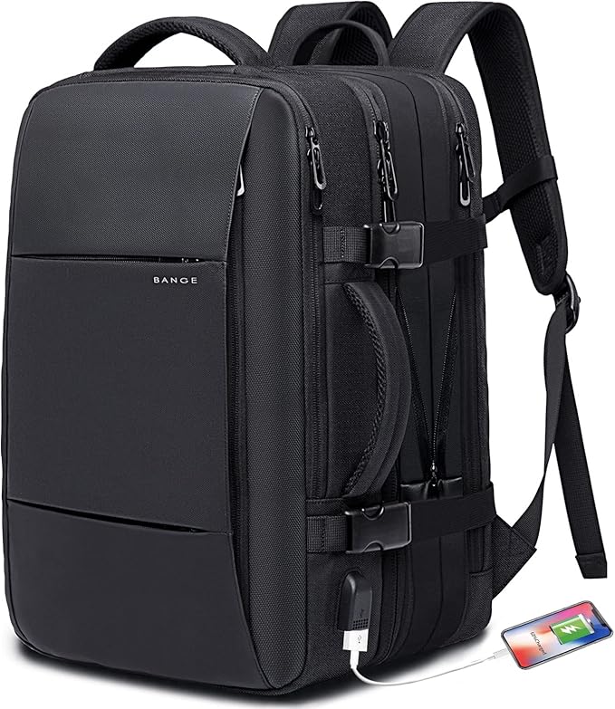 BANGE 45L Carry On Backpack, Weekender Travel Backpacks, 17.3 inch Laptop Back Pack Business Expandable Bag for Men and Women