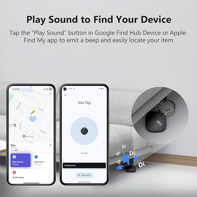 ATUVOS 2025 New Upgraded Dual System Air Tracker Tags-2 Pack, Compatible with iOS Apple Find My & Android Google Find Hub APP (Not for Huawei), Bluetooth Tracker for Keys, Luggage, Backpack, Suitcases