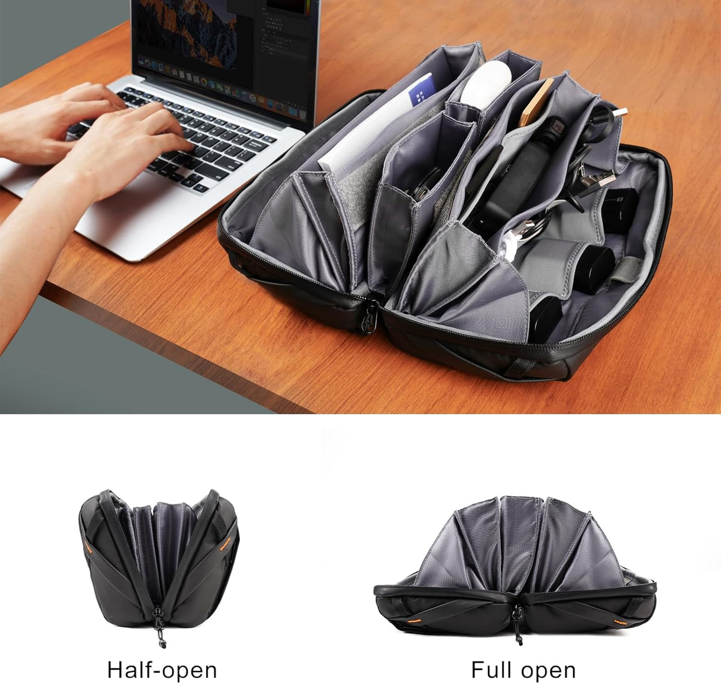 Besnfoto Tech Pouch Electronic Organizer Accessory Bag Waterproof Travel Portable Carrying Case for Cables, Camera Batteries, Photography card, MaceBook Charger