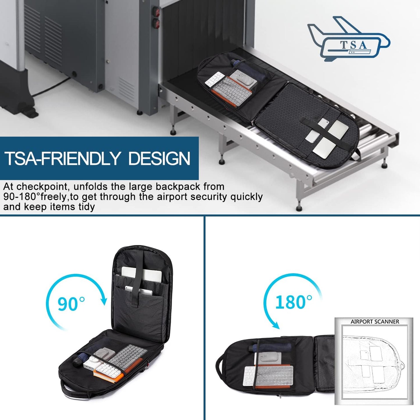 Travel Laptop Backpack, 18.4 inch Extra Large Backpack for Men and Women, 45L Capacity Business Computer Back Pack (Black, 18.4 Inch)