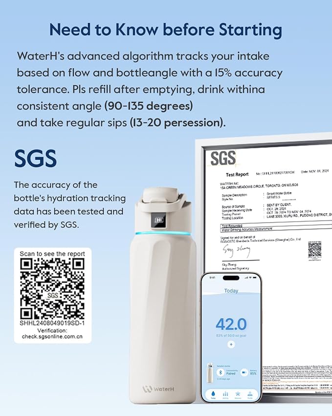 BOOST Smart Water Bottle with Reminder & Tracker, Double Wall Vacuum Insulated Bottles Stainless Steel, 32oz BPA-Free Wide Mouth for Gym, Office, School, Ideal Gift for Christmas, New Year