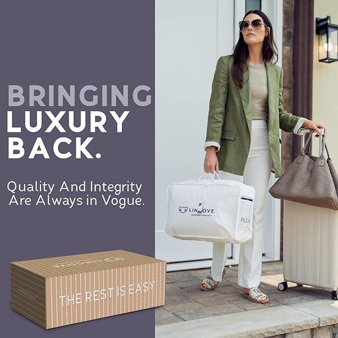 Lincove Cloud Natural Canadian Down Pillow, White Luxury Sleeping Pillow - 625 Fill Power, 100% Cotton Shell, 500 Thread Count, Made in Canada, King - Soft, 2 Pack