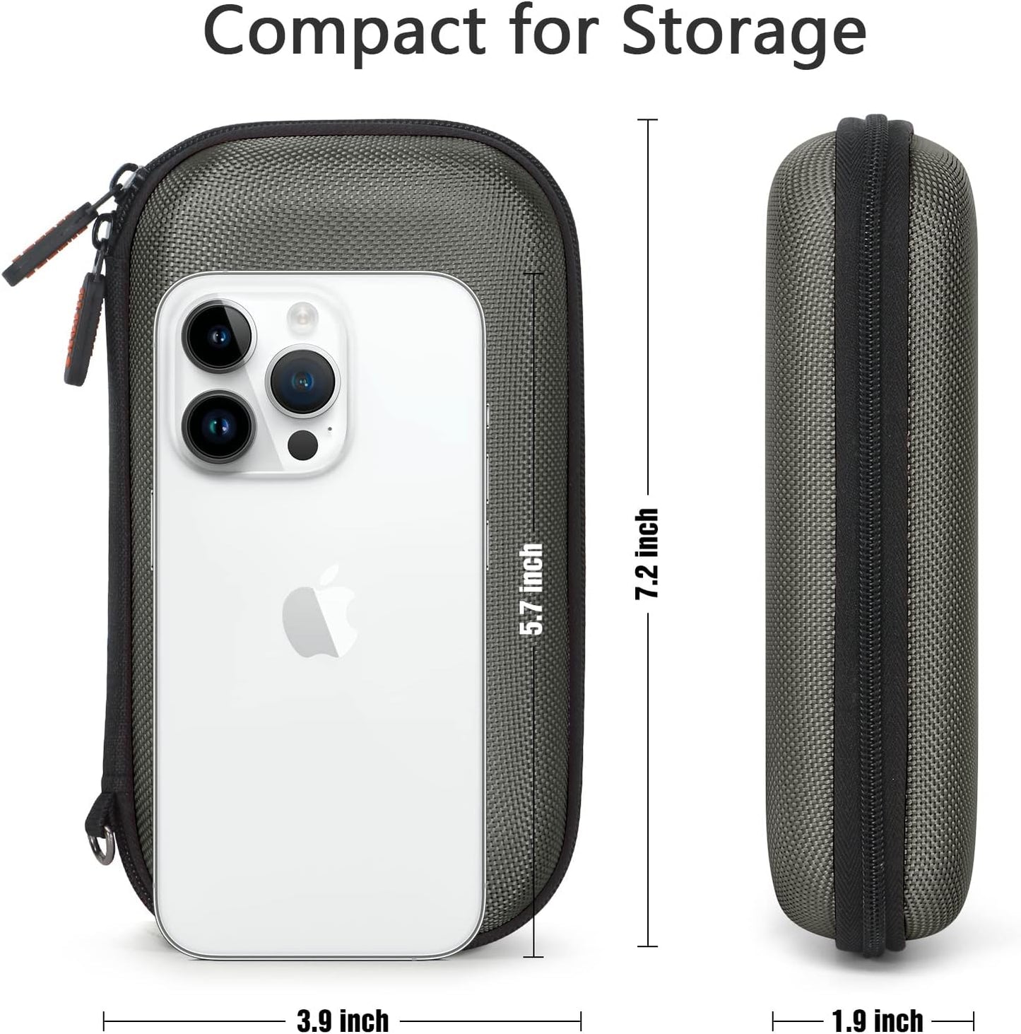 GLCON Dustproof Carrying Case Electronic Accessories Cable Organizer - Portable Small Travel Charger Case Power Bank Phone Pouch - Double Zippers Wallet Hard EVA Storage Carry Bag - Silver Grey