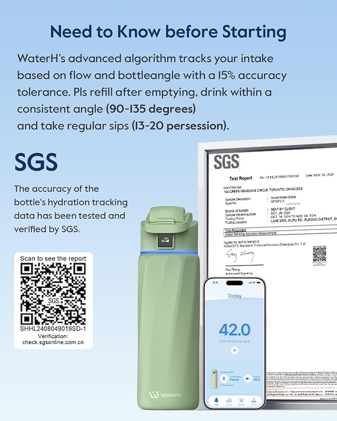 BOOST Smart Water Bottle that Reminds You to Drink, 24oz BPA-Free Stainless Steel Vacuum Insulated Bottle, Wide Mouth Water Tracker Bottle with APP, Ideal Gift for Christmas, New Year