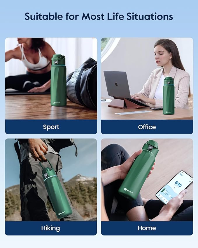 BOOST Smart Water Bottle with Reminder & Tracker, 32oz Vacuum Insulated Bottles Stainless Steel, BPA-Free, Wide Mouth, Ideal Gift for Men, Women, Christmas, New Year, Gym, Office, School