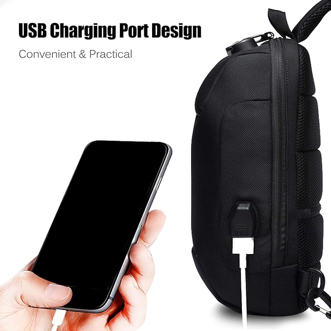 FANDARE Anti-theft Sling Bag New Men Crossbody Bag fit 10.5 inch tablet Women Chest Pack with USB Charging Port Shoulder Bag for Cycling Camping Riding Hiking Daypacks Waterproof Polyester Red A