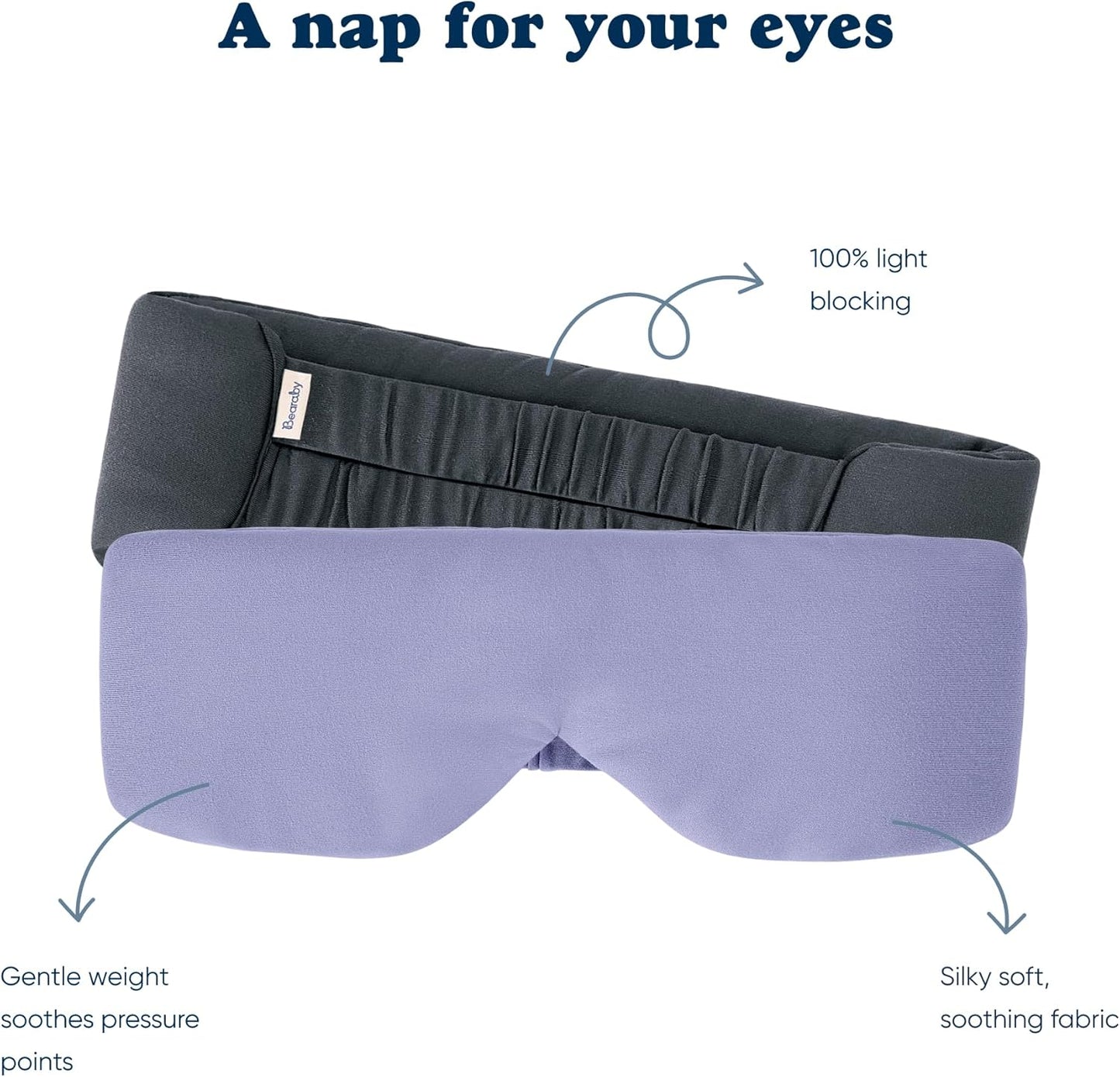 Bearaby Asteroid Grey Sleep Mask 23” x 4” Weighted Eye Mask for Sleeping 0.75 lbs 100% Light Blocking Mask for Travel and Rest Silky Soft Fabric for Deep Gentle Sleep
