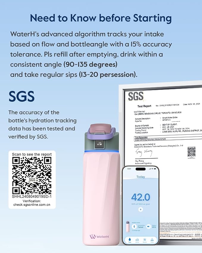 BOOST Smart Water Bottle that Reminds You to Drink, 24oz BPA-Free Stainless Steel Vacuum Insulated Bottle, Wide Mouth Water Tracker Bottle with APP, Ideal Gift for Christmas, New Year