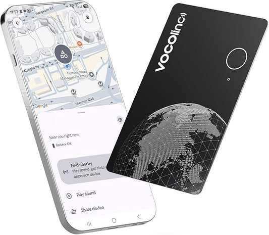 VOCOlinc Air Tag Smart Card for Android & iOS, New Dual System Rechargeable Wallet Tracker Work with Google Find Hub or Apple Find My APP, Item Finder Locator for Luggage, Suitcase. Slim 1.6mm, 1 Pack