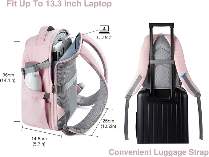 BAGSMART Camera Bag, Camera Backpack, DSLR SLR Camera Case Fits 13.3 Inch Laptop, Waterproof Photography Backpacks with Rain Cover Tripod Holder for Women Men, Pink