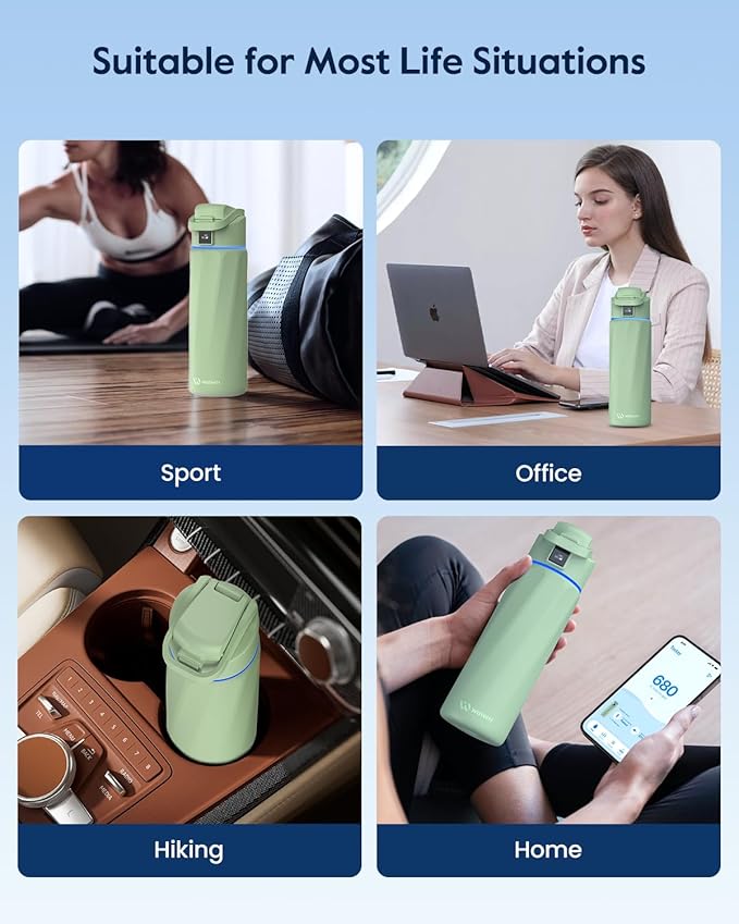 BOOST Smart Water Bottle that Reminds You to Drink, 24oz BPA-Free Stainless Steel Vacuum Insulated Bottle, Wide Mouth Water Tracker Bottle with APP, Ideal Gift for Christmas, New Year