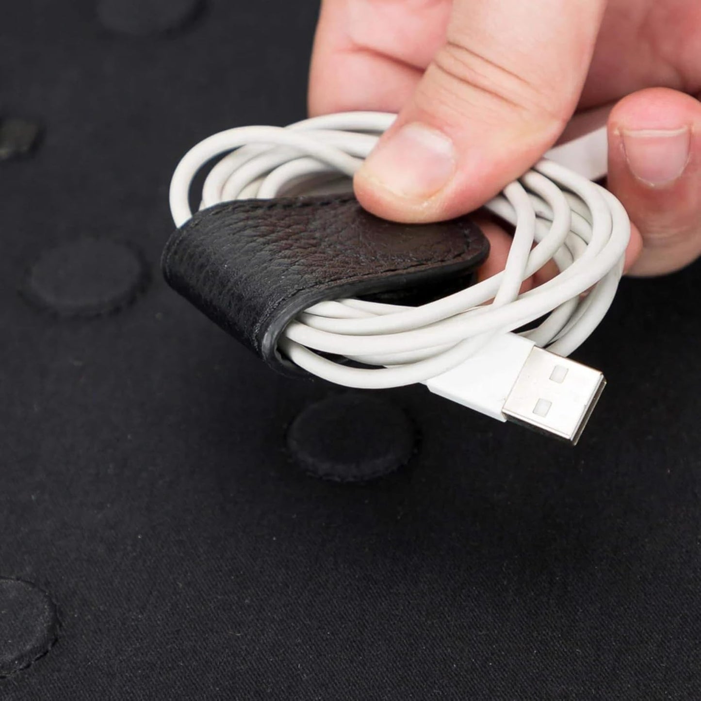 Medicine Handmade Leather Cable Organizer Bag – Full-Grain Leather Travel Tech Case for Cords, Chargers & Accessories – Zippered Storage for Men & Women (Black)